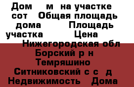 Дом 50 м2 на участке 6 сот › Общая площадь дома ­ 50 › Площадь участка ­ 600 › Цена ­ 450 000 - Нижегородская обл., Борский р-н, Темряшино (Ситниковский с/с) д. Недвижимость » Дома, коттеджи, дачи продажа   